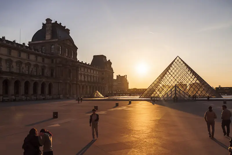 The main courtyard of the Louvre is stunning at any time of day. 